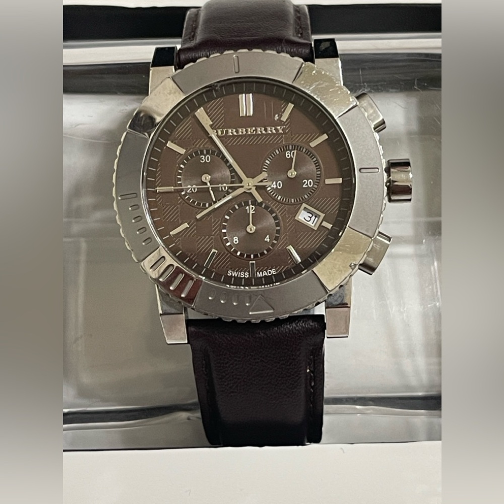 Burberry Chronograph Brown Dial Brown Leather Men's Watch BU2307
